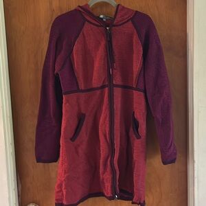 Title Nine Red and Purple Long Hooded Jacket